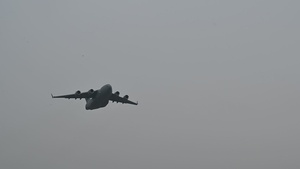 U.S. Air Force C-17 takes off during Operation Epic Fury