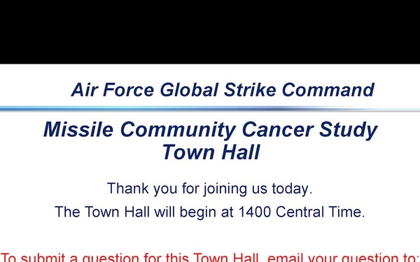 Recording: AFGSC Missile Community Cancer Study Public Town Hall - 27 March 2026