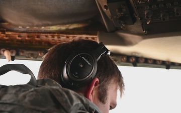 KC-135 Stratotanker aircraft refuels F-16 Fighting Falcons in support of Epic Fury