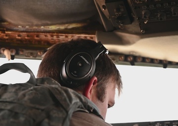 KC-135 Stratotanker aircraft refuels F-16 Fighting Falcons in support of Epic Fury