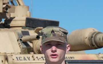 German soldier trains on Abrams tank in Lithuania