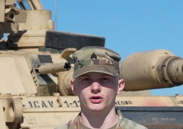 German soldier trains on Abrams tank in Lithuania