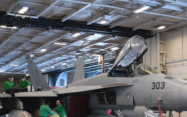 Nimitz Sailors Conduct Aircraft Maintenance