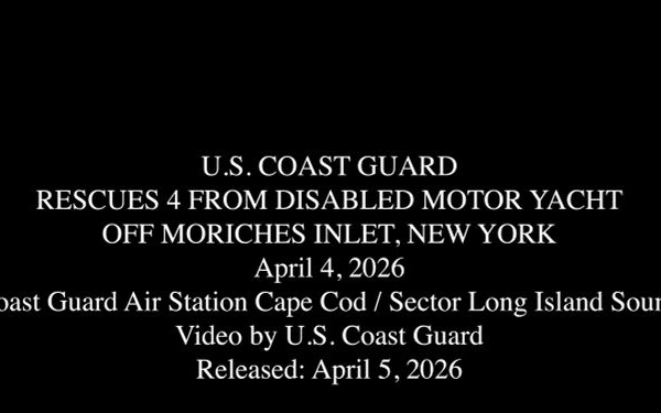 Coast Guard rescues 4 people from disabled vessel off Moriches Inlet, New York