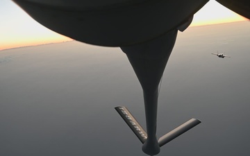 KC-135 Stratotanker refuels Fighter Aircraft during Operation Epic Fury