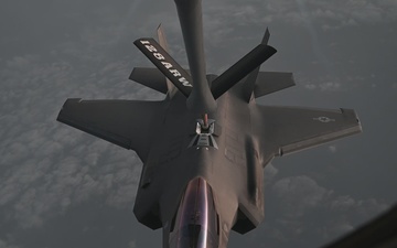 KC-135 Stratotanker refuels Fighter Aircraft during Operation Epic Fury