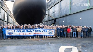 USS Albany Undocking