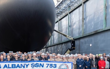 USS Albany Undocking