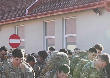 U.S. Forces and NATO Battle Group- Poland ruck march together