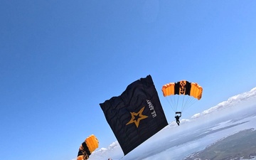 The U.S. Army Parachute Team jumps Army star for Gulf Coast Salute Airshow