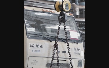 DSSB Soldiers Conduct Maintenance on LMTVs