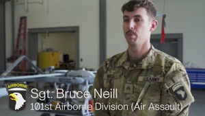 101st Tactical Unmanned Aircraft System (TUAS) Specialist explains Division capabilities with Aerosonde and Aero Sky UASs