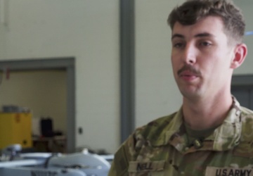 101st Tactical Unmanned Aircraft System (TUAS) Specialist explains Division capabilities with Aerosonde and Aero Sky UASs