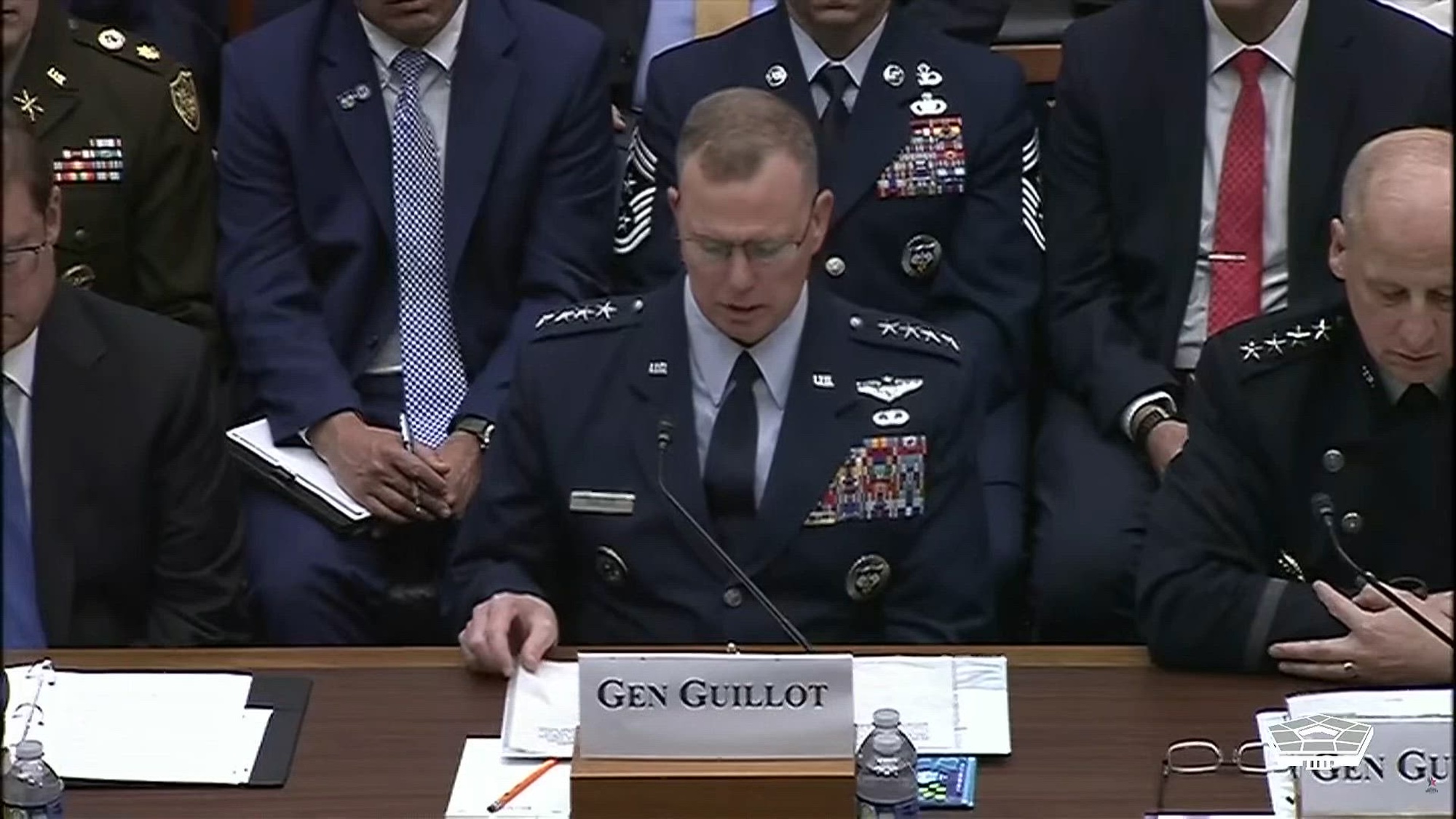 Civilian and military leaders testify about the War Department’s fiscal year 2027 missile defense activities before the House Armed Services Committee’s strategic forces subcommittee during a hearing in Washington, April 15, 2026. Testifying today are Marc Berkowitz, assistant secretary of war for space policy; Space Force Gen. Michael Guetlein, direct report program manager for Golden Dome for America; Air Force Gen. Gregory Guillot, commander of U.S. Northern Command and North American Aerospace Defense Command; Air Force Lt. Gen. Heath Collins, director of the Missile Defense Agency; and Army Lt. Gen. Sean Gainey, commander of U.S. Army Space and Missile Defense Command.