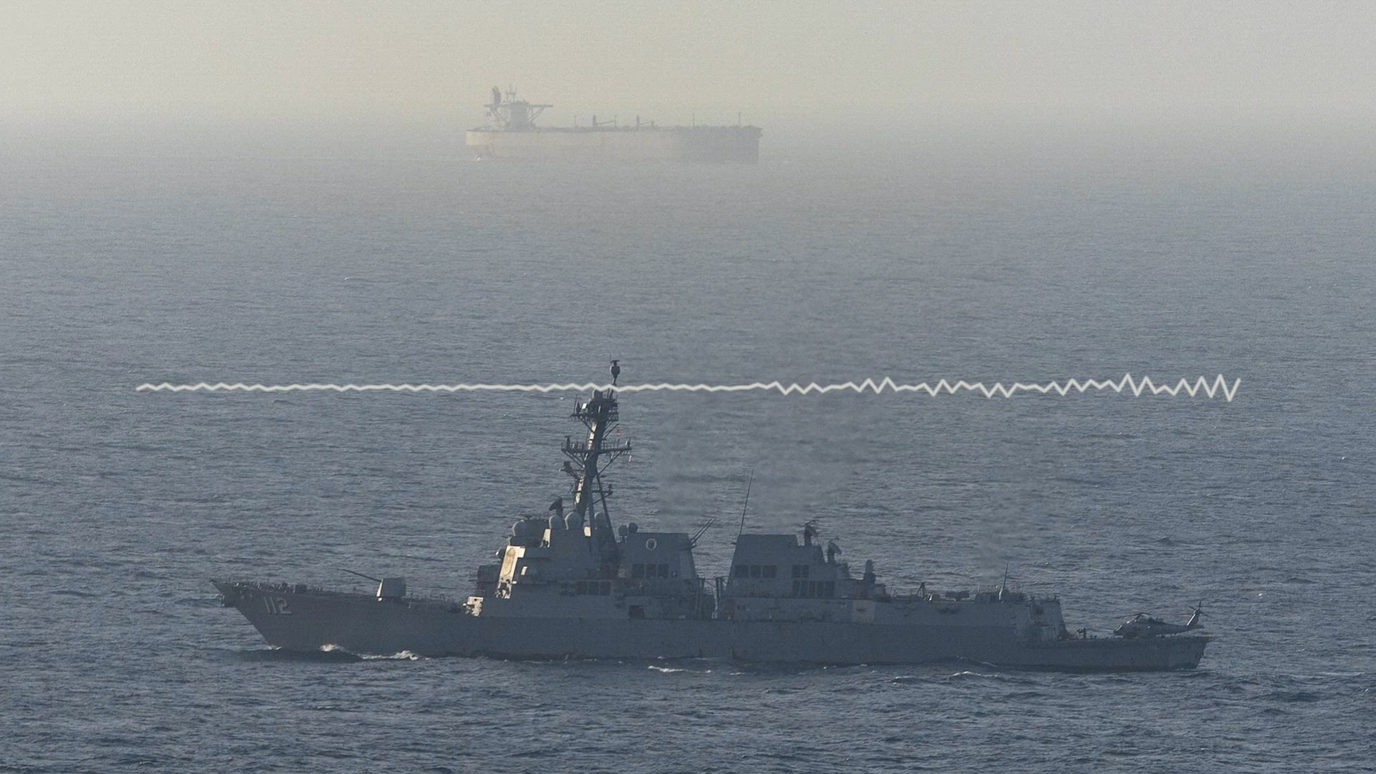 U.S. naval vessels are on patrol in the Gulf of Oman as CENTCOM executes a blockade on ships entering and departing Iranian ports. U.S. forces are present, vigilant, and ready to ensure compliance. (U.S. Central Command Public Affairs video)