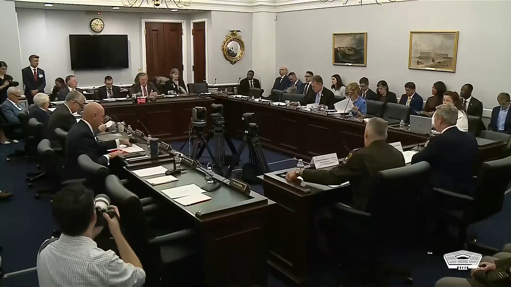 Army Secretary Daniel Driscoll and Acting Army Chief of Staff Gen. Christopher LaNeve testify before the House Appropriations Committee’s defense subcommittee on the Army’s fiscal year 2027 budget during a hearing in Washington, April 16, 2026.
