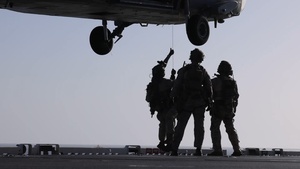 U.S. forces execute a blockade on vessels attempting to enter or exit Iranian ports