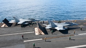 Chilean Distinguished Visitors Observe an Air Power Demonstration on the USS Nimitz (CVN 68)