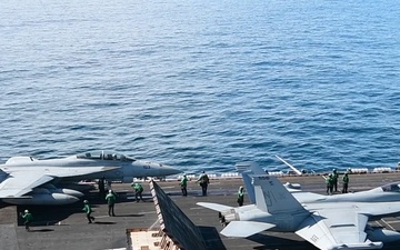 Chilean Distinguished Visitors Observe an Air Power Demonstration on the USS Nimitz (CVN 68)