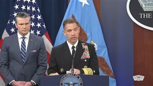 Adm. Brad Cooper addresses media at the Pentagon
