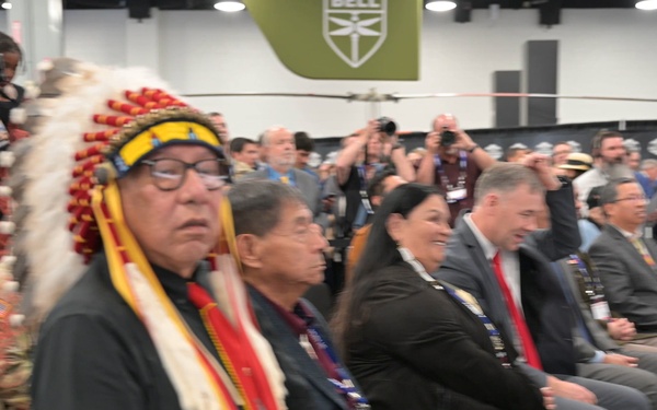 The Cheyenne tribe attends the MV-75 Cheyenne II Aircraft Unveiling.