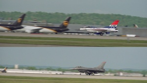 Military aircraft arrive at Kentucky Air Guard Base for Thunder Over Louisville air show