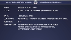 B-roll CBP destroys seized weapons.