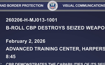 B-roll CBP destroys seized weapons.