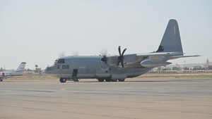 B-roll: US Air Force C-130 Hercules aircraft conducts African Lion 26 logistic resupply