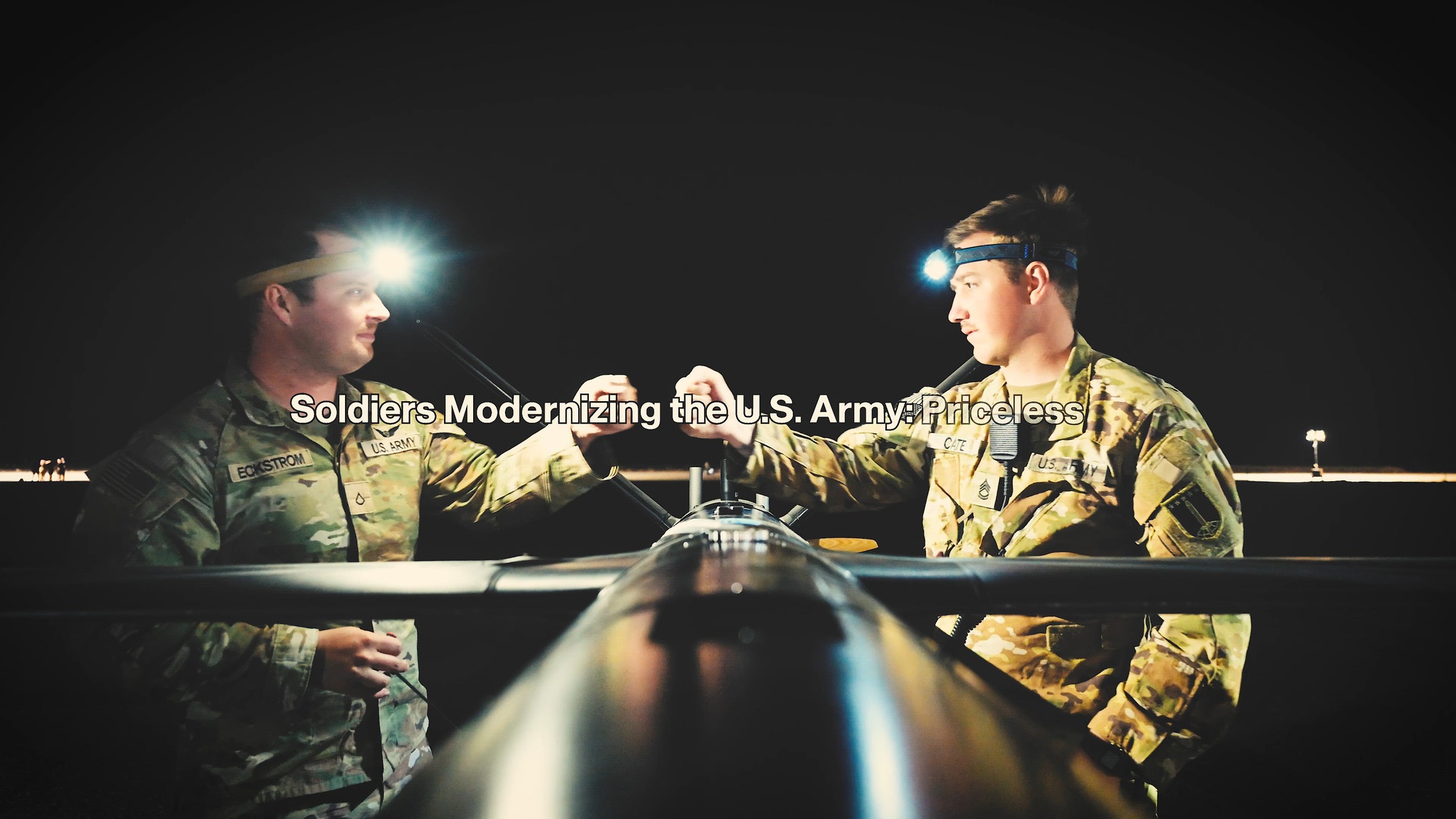 Soldiers from Multi-Domain Command - Europe prepare an unmanned aerial system for flight during Arcane Thunder 26 at the National Training Center, 23 April 2026. (U.S. Army video by Staff Sgt. Rajheem Dixon)