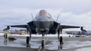 U.S. Marines with VMFA-542 prepare F-35B Lightning II aircraft for familiarization flights