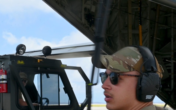 B-Roll: 36th CRS unloads batteries, equipment in support of Typhoon Sinlaku