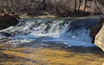 April 2026 views at Trout Falls in Fort McCoy's Pine View Recreation Area, Part 1