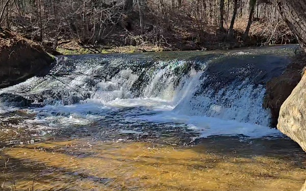 April 2026 views at Trout Falls in Fort McCoy's Pine View Recreation Area, Part 1