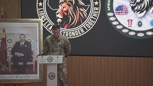 B-roll: US Army Capt. David Grosmick speaks during African Lion 26 opening ceremony