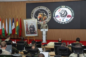 B-roll: US Army Brig. Gen. Daniel Cederman speaks during African Lion 26 opening ceremony