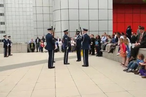 US Air Force Honor Guard Drill Team performs at DIA Headquarters. (Clip 3)