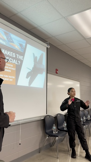 F-22 Raptor Demonstration Team Visits Veterans Memorial High School JROTC