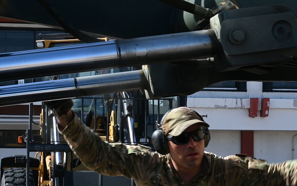 B-Roll: 36th CRS offload water purification system to support the Saipan community