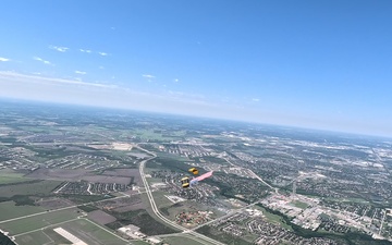 U.S. Army Parachute Team jumps American flag over Texas