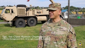 Sgt. 1st Class Champaco Discusses Field Feeding in 181st LSB Transformation