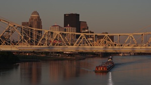 Morning barge traffic in Louisville