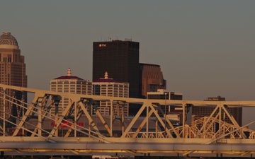 Morning barge traffic in Louisville