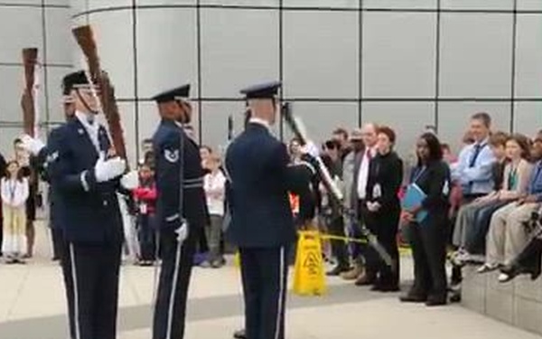 US Air Force Honor Guard Drill Team performs at DIA Headquarters. (Clip 2)