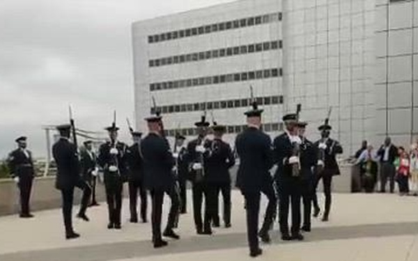 US Air Force Honor Guard Drill Team performs at DIA Headquarters. (Clip 4)