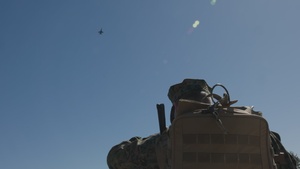U.S. Marine Corps Joint Terminal Attack Controller calls for dry-fire close air support from Finnish F-18s during Aurora 26