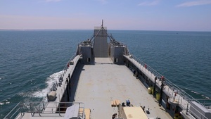 B-roll: US Army Vessel Charles P. Gross provides logistics support during African Lion 26