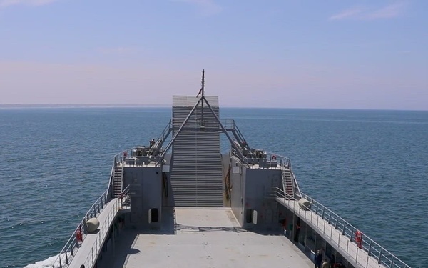 B-roll: US Army Vessel Charles P. Gross provides logistics support during African Lion 26