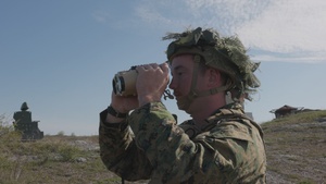 U.S. Marines call for fire during demonstration in Sweden