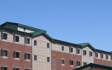 Exterior video of War Fighter Road Barracks, Ft Carson, Colo.
